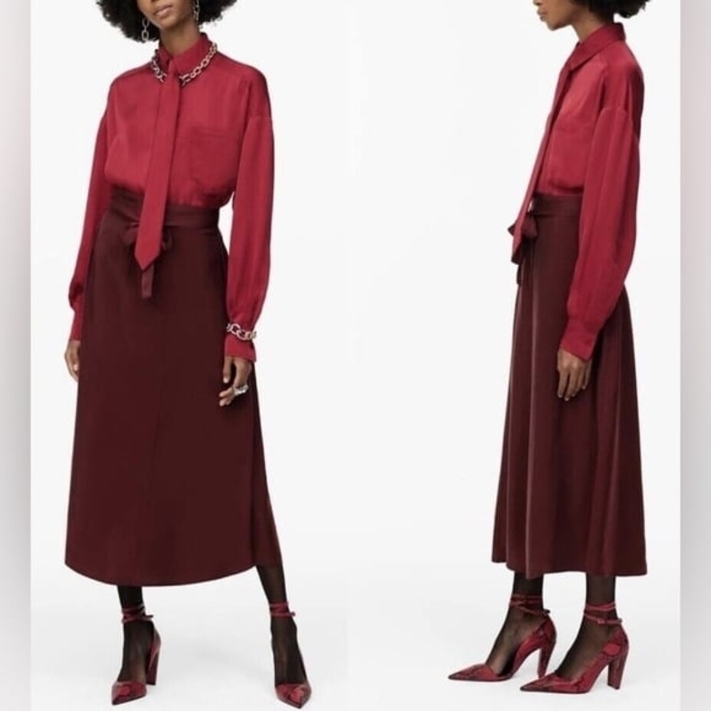 Zara Red And Burgundy Midi Dress